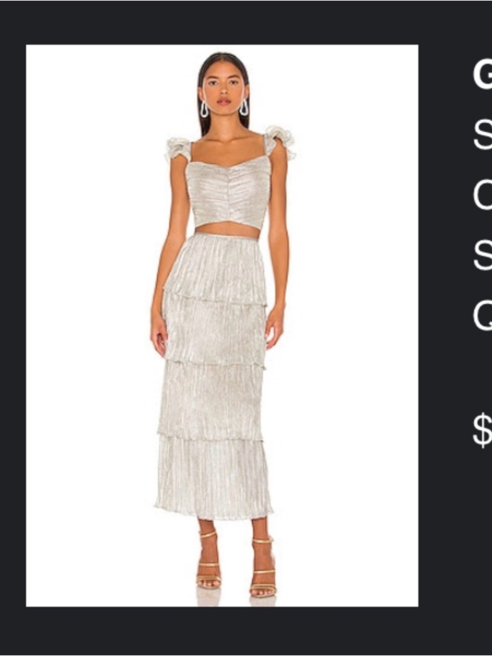 SAYLOR Metallic Tiered Maxi Skirt in Silver